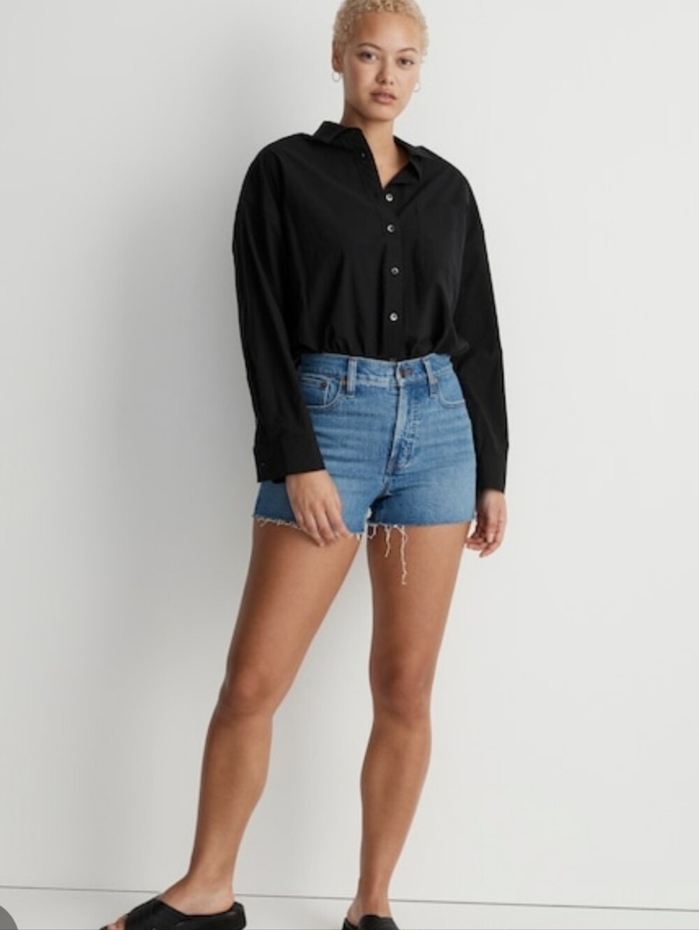 Madewell Perfect Light Wash Frayed Hem Denim Shorts
